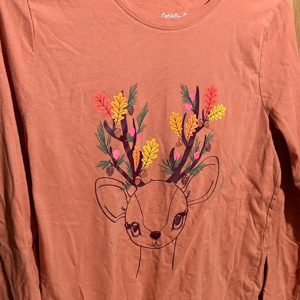 Cat & Jack Kids Deer Graphic Long Sleeve Shirt - Rust